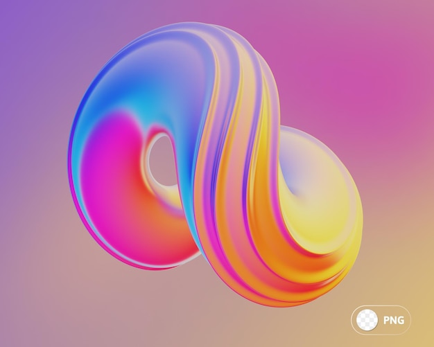 Iridescence abstract shape 3D Illustration