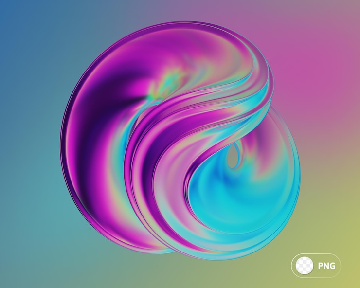 PSD iridescence abstract shape 3d illustration