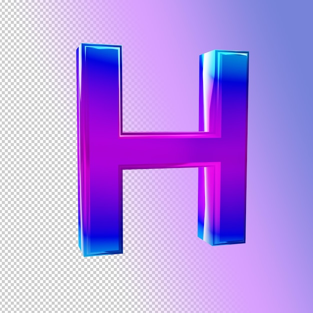 PSD iridescent 3d letter h