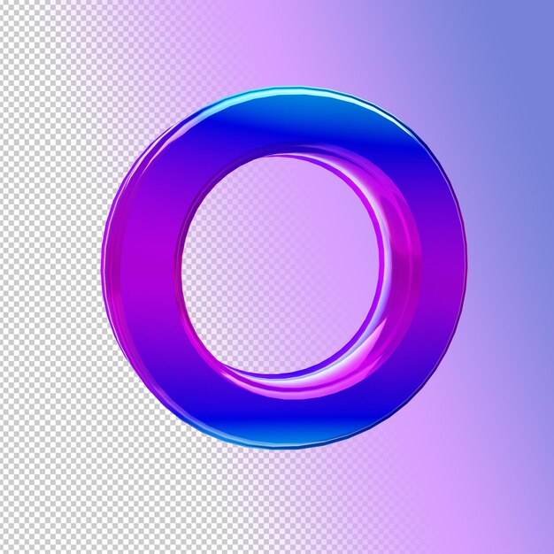 Iridescent 3d letter o