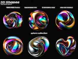 PSD iridescent abstract shapes isolated spheres