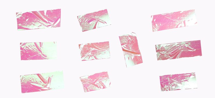 PSD iridescent crumpled tape texture strips collection