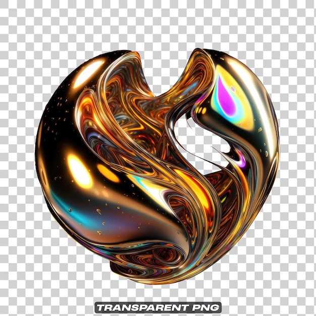 PSD iridescent fluid abstract heart shape isolated