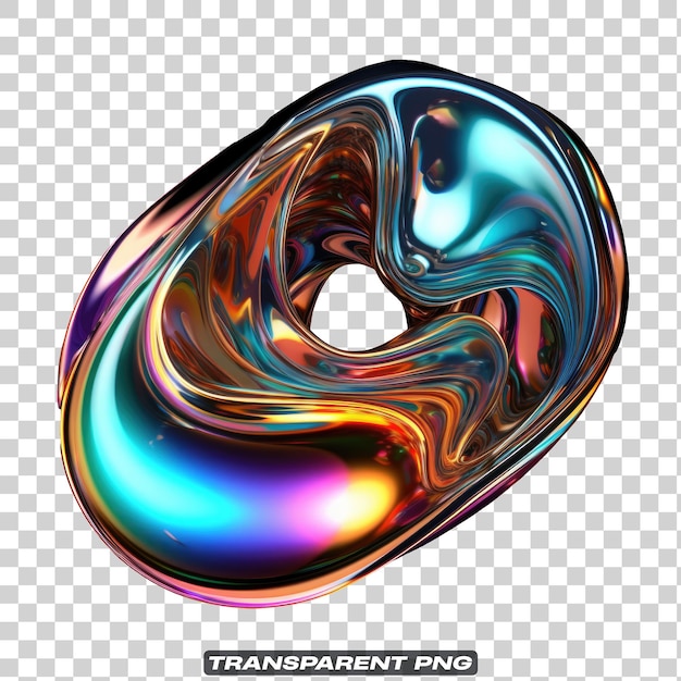 Iridescent fluid abstract shape isolated