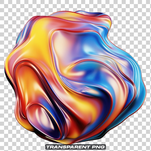 Iridescent fluid abstract shape isolated