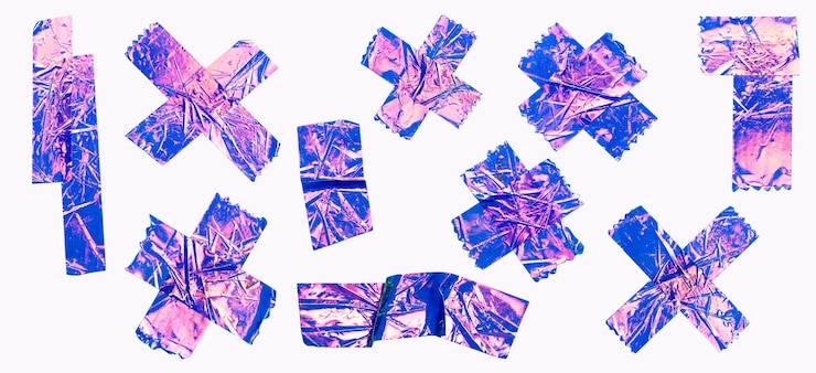 PSD iridescent foil tape crosses and shapes