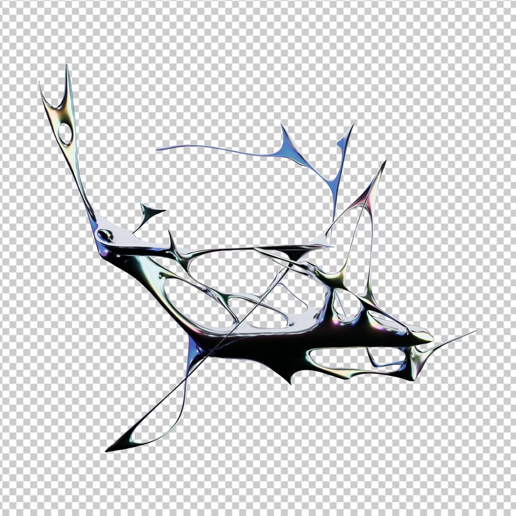 PSD iridescent futuristic 3d render of chrome metallic type