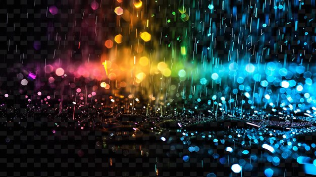 PSD iridescent glittering rain met regenboogdruppels en multico png neon light effect y2k collection