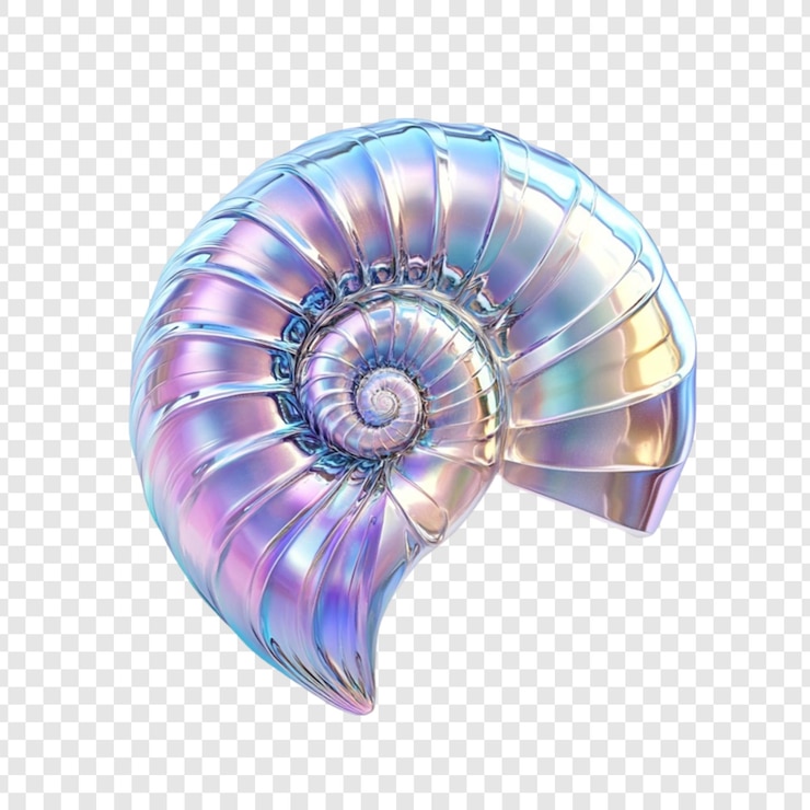 PSD iridescent nautilus shell spiral abstract art