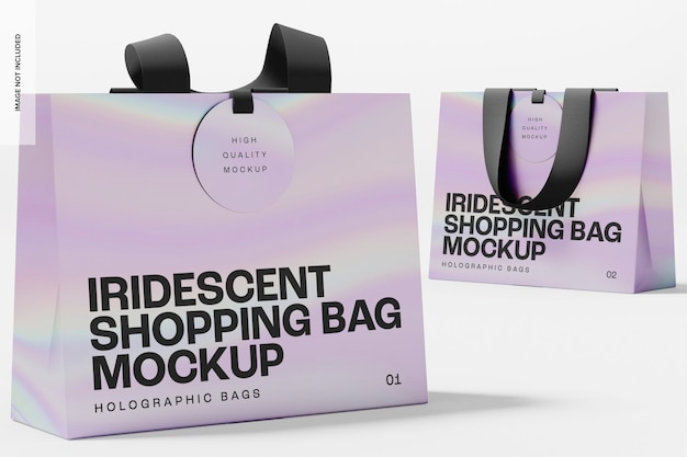 PSD iridescent shopping bags mockup