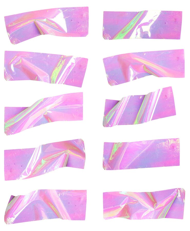 PSD iridescent tape strips on white background