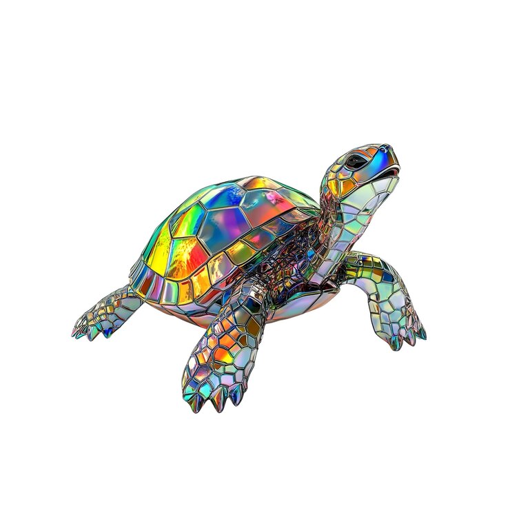 PSD iridescent tortoise a kaleidoscopic 3d render