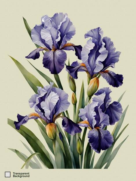 PSD iris watercolor illustration