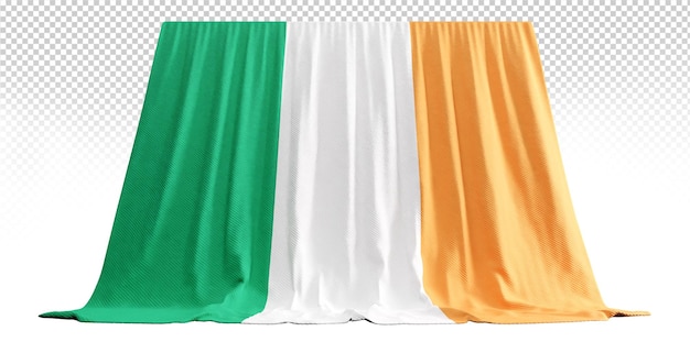 PSD irish flag curtain in 3d rendering ireland's natural beauty