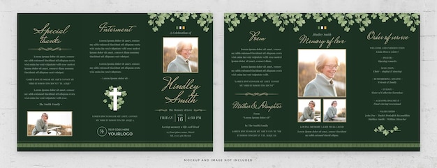 PSD irish funeral program tri fold card template in psd