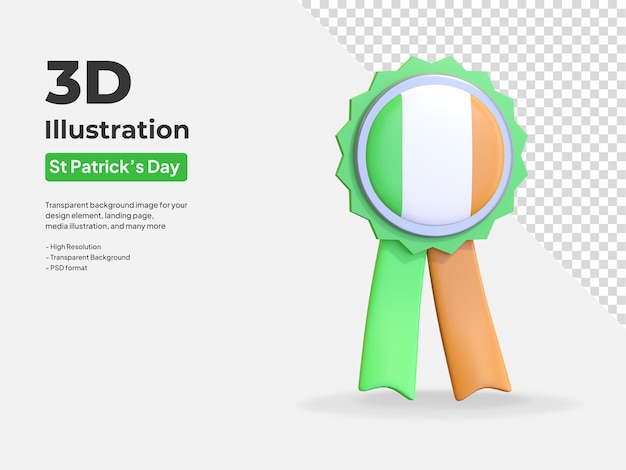 Irish fortuna medaglia icona simbolo giorno di san patrizio 3d rendering illustrazione