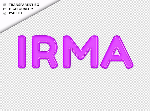 PSD irma typography purple text glosy glass psd transparent