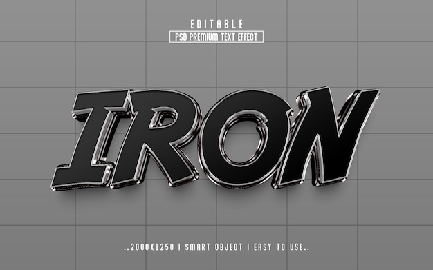 Iron 3d realistic editable text effect style template