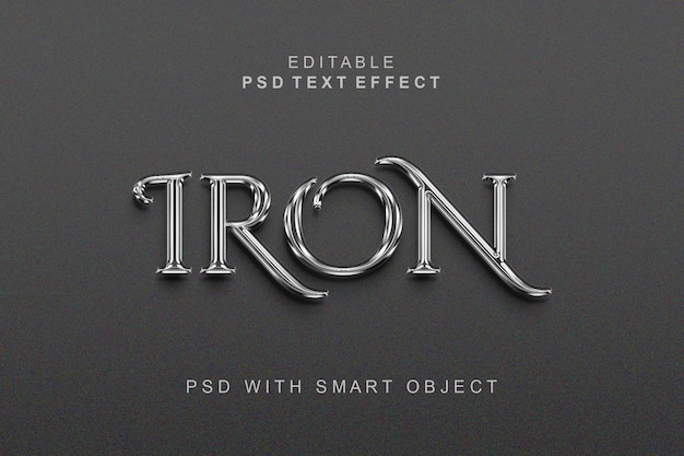 PSD Железный 3d текстовый эффект