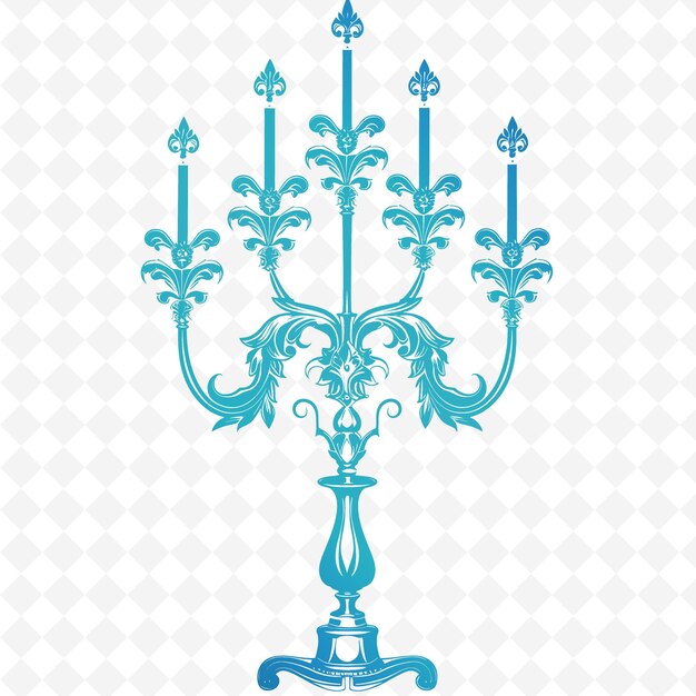 PSD iron candelabra outline met fleur de lis accents en gargo illustration decor motifs collection