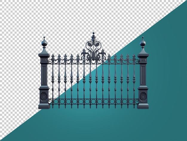 PSD iron fence with transparent background