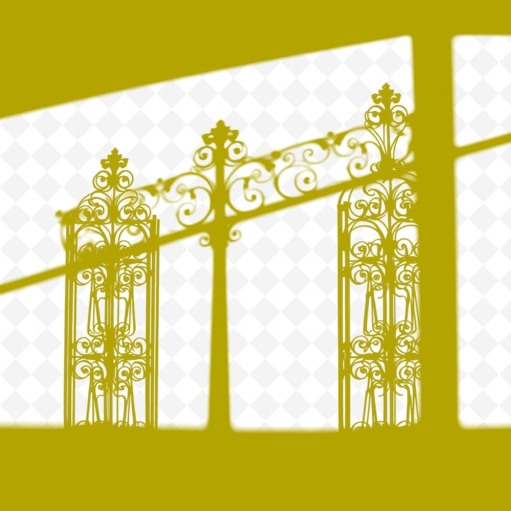 PSD iron gate shadows bold and intricate sharp lines with ornate designs baroque sophisticat