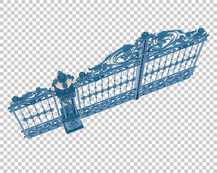PSD железные ворота изолированы на прозрачном фоне 3d рендеринг иллюстрации