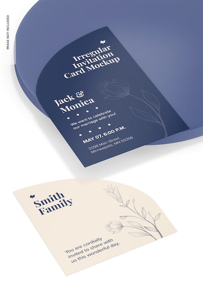 Irregular invitation card mockup perspective