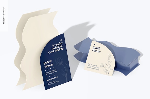 Irregular Invitation Card Mockup with Podium