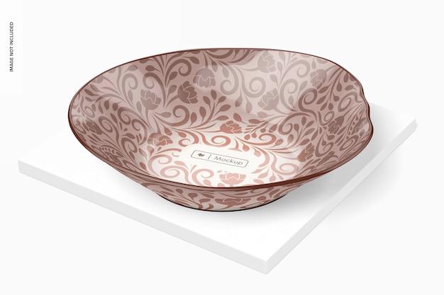 Irregular shaped plate mockup, perspective view