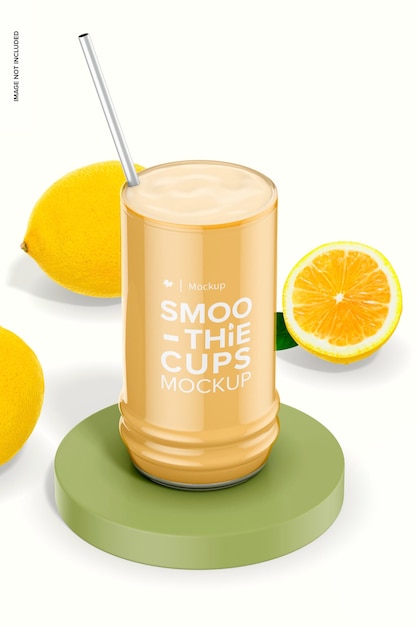 PSD irregular smoothie cup mockup on podium