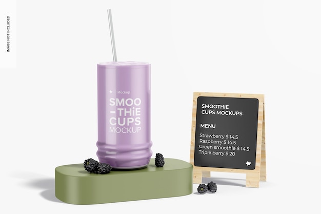 Irregular Smoothie Cup Mockup with Sign