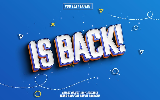 is back text effect font editable typography 3d text