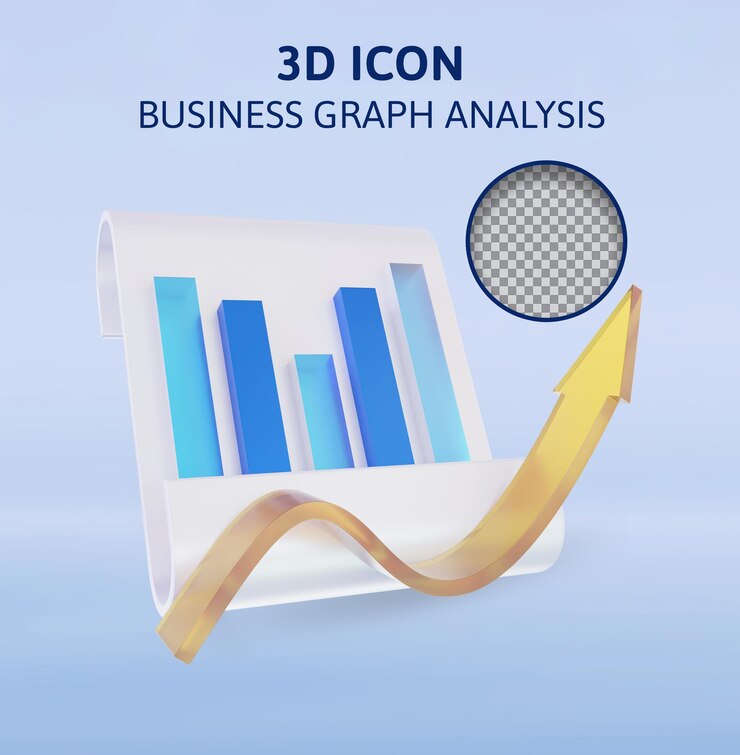 PSD iş grafiği analizi 3d render illüstrasyonu