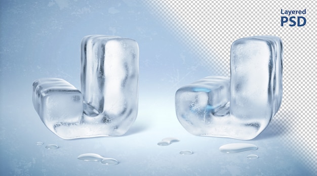 Iskube 3D-rendret bokstav J