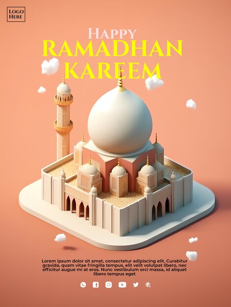 Islamic banner 3d eid fitr ramadhan social media for ramdhan event ied fitr event islamic event