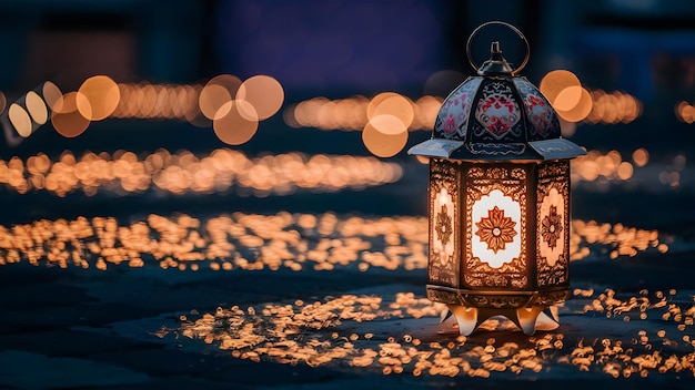 PSD disegno di sfondo islamico decorato con illuminazione ramadan mubarak