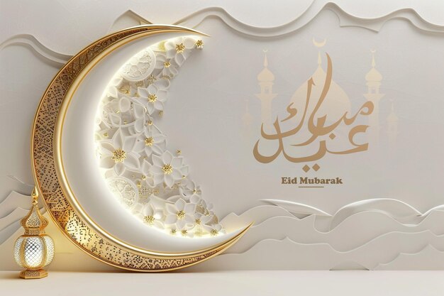 PSD islamic eid mubarak greeting background