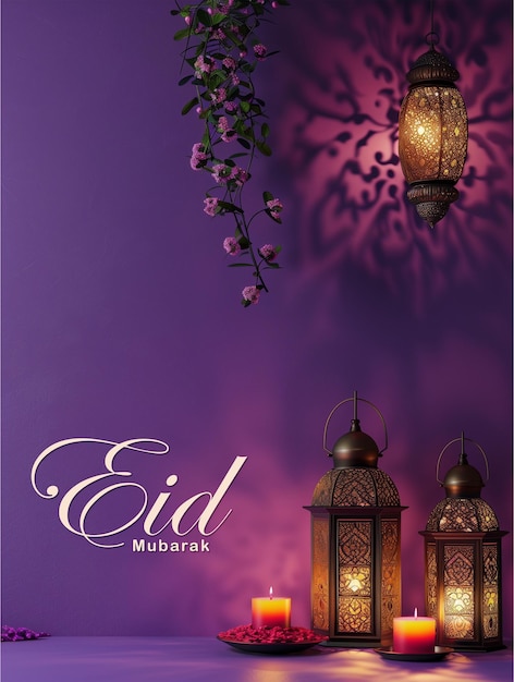 PSD islamic eid mubarak greeting card design psd template