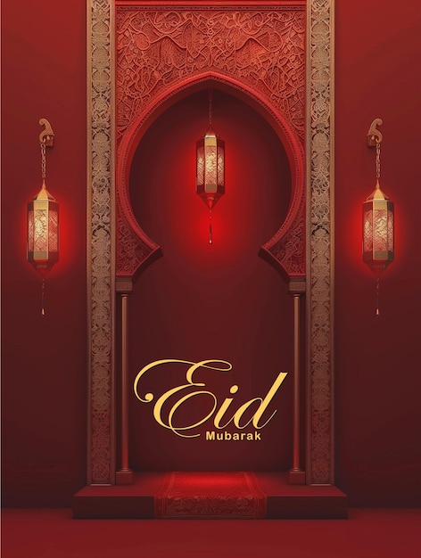 PSD islamic eid mubarak greeting card design psd template