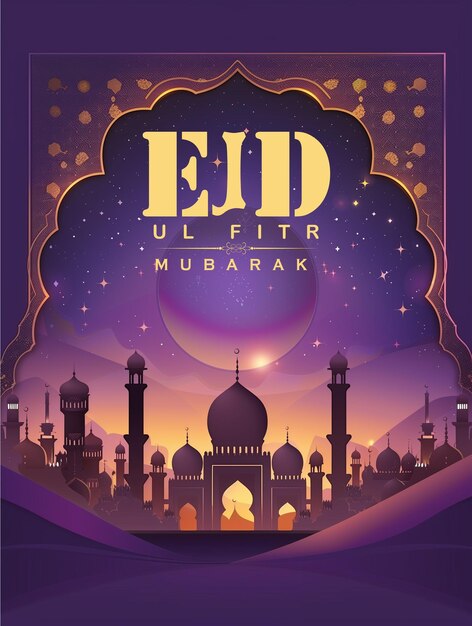 PSD modello di carta di auguri islamica per l'eid mubarak