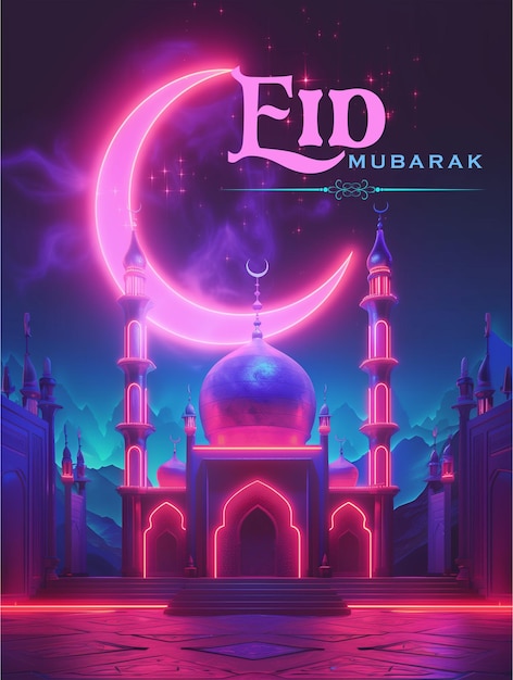 PSD modello di carta di auguri islamica per l'eid mubarak