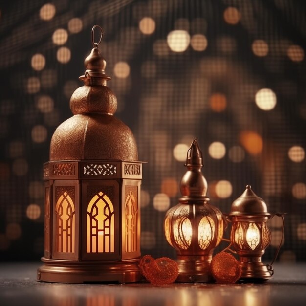 PSD islamic elements eid mubarak lantern