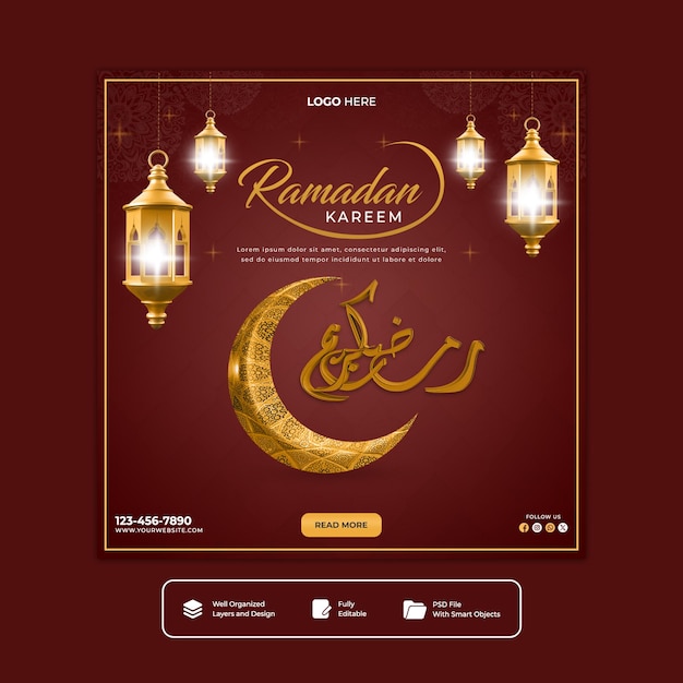 PSD islamic festival ramadan mubarak greeting post