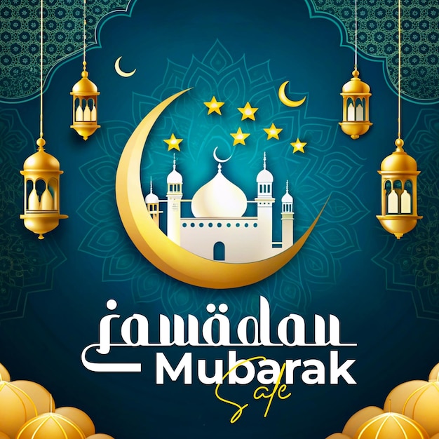 Islamic Festival Ramadan Mubarak Social Media post sjabloon ontwerp