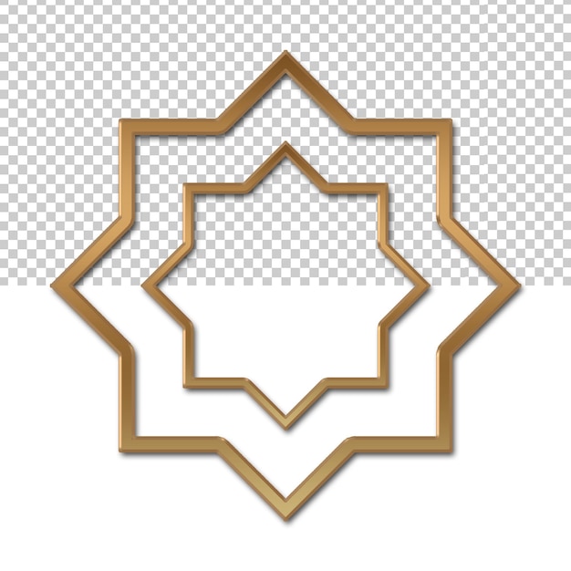 PSD islamic frame luxury gold for element design islam transparent background