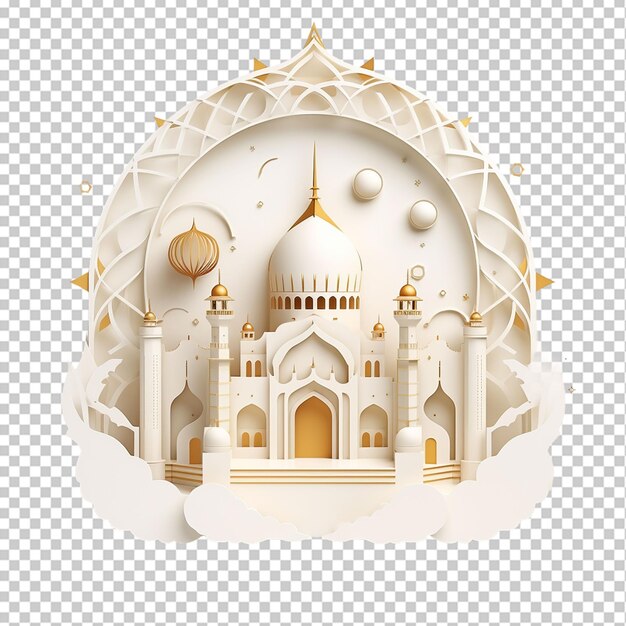 Biglietto di auguri islamico con 3d eid mubarak tipografia designon png