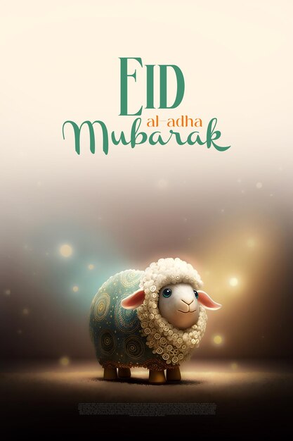 이슬람 인사말 Eid al adha mubarak 소셜 미디어 포스트 3d 현실적인 스타일 생성 ai