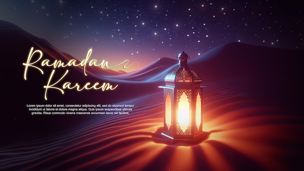 Saluti islamici ramadan kareem design della carta con bellissima lanterna e mezzaluna