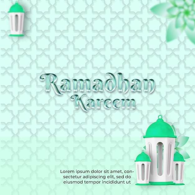 PSD saluti islamici ramadan kareem card design con lanterna